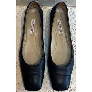 Bruno Magli Women’s Black Soft Leather Slip On Flat Handmade in Italy Size 7